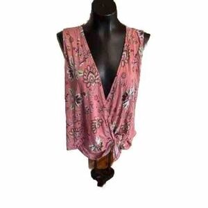 Large -‎ Women's - LOFT - Floral Wrap Top - Stylish Pink Design